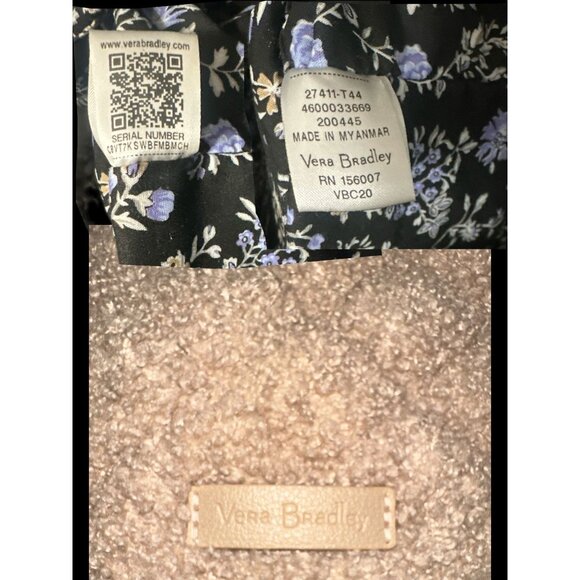 Vera Bradley Vera Tote Beige Ginger Snap Fleece Boucle Shoulder Bag + ID Wallet - Picture 10 of 14